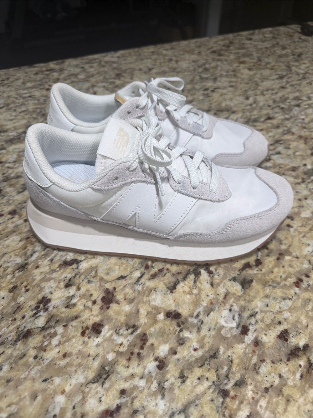 New Balance Women’s White and Light Gray Retro Runner Sneakers